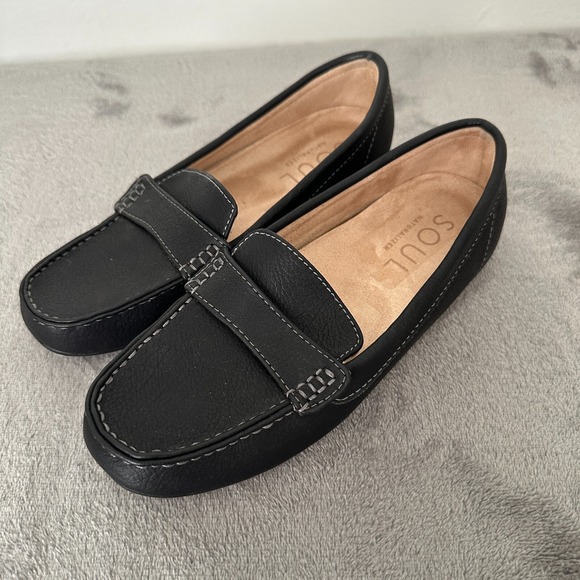 SOUL Naturalizer Penny Loafer Flats Seven Womens 6.5M Black Comfort Slip On - Picture 1 of 9